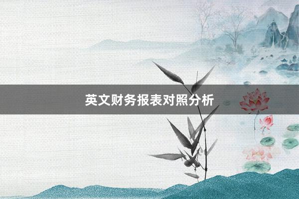 英文财务报表对照分析